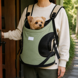 Front-Hugging Tote Pet Backpack shown in use