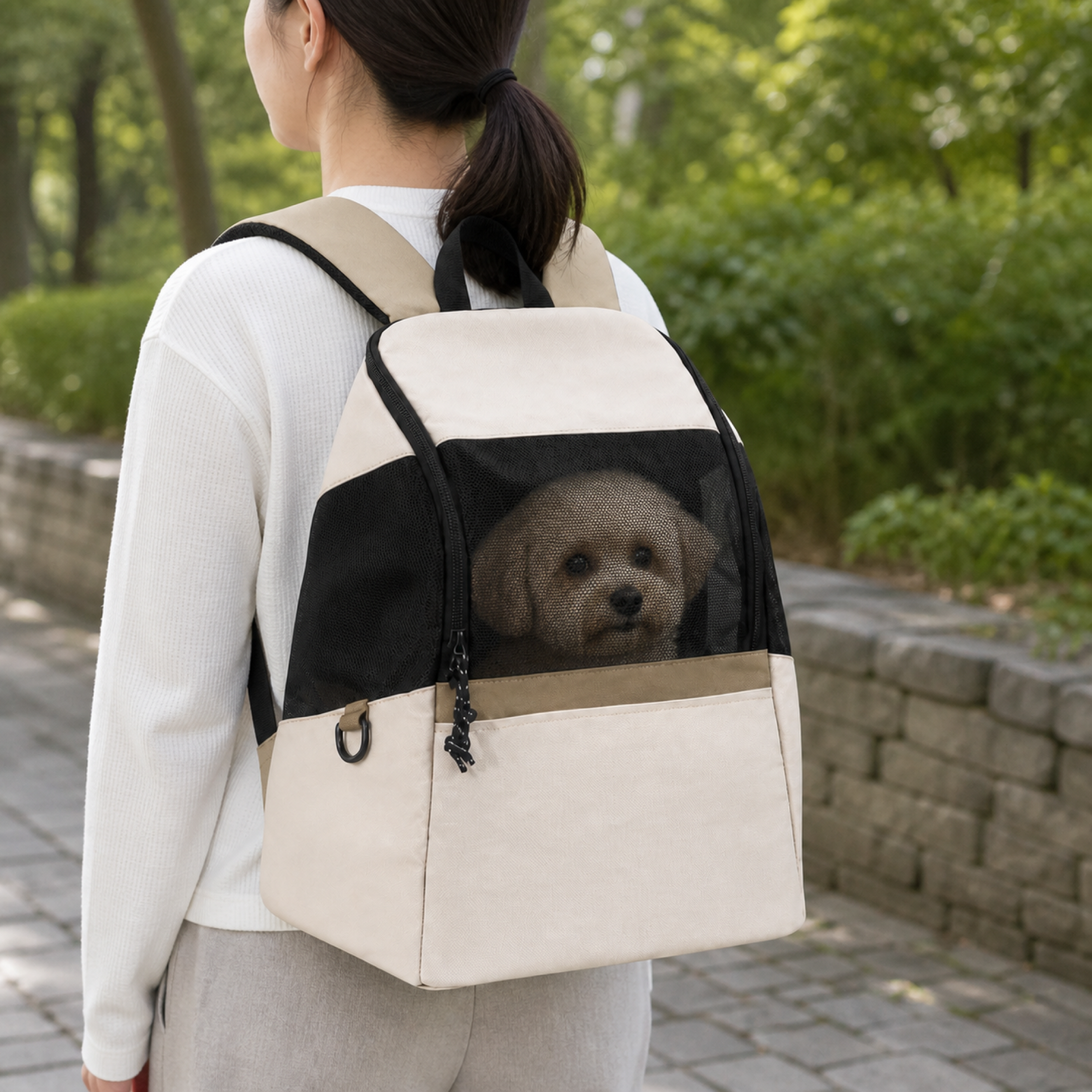 Lightweight Pet Backpack shown in use