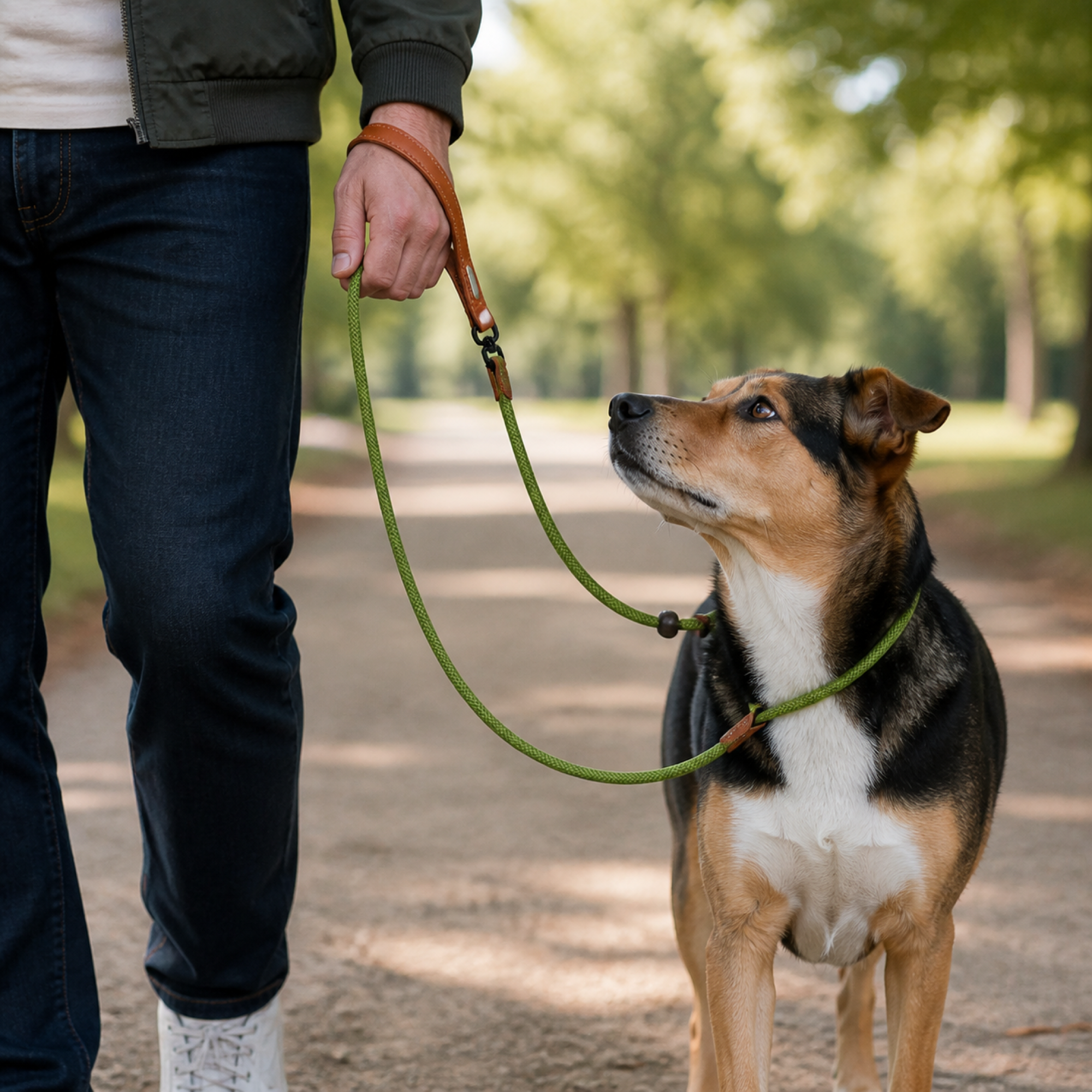 P-Shape Training Rope Leash shown in use