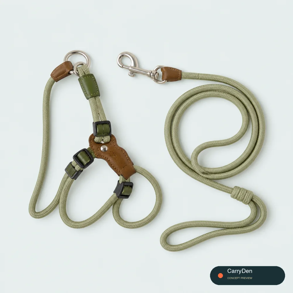 HiDREAM Leather-Rope Cat Harness & Leash